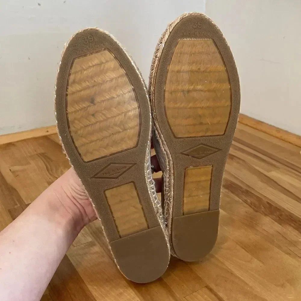 Rag & Bone Taupe Shimmer Slip On Jute Espadrille Shoes Size EU 39/ US 9